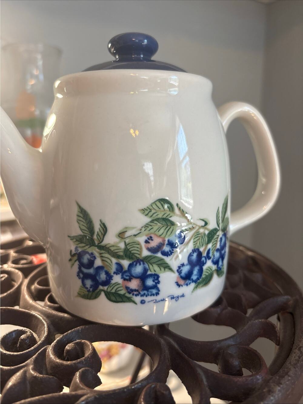 Vintage 80s Otagari Ruth Pengal blueberries teapot